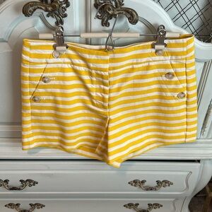 LOFT Yellow and White Striped High Waist Shorts